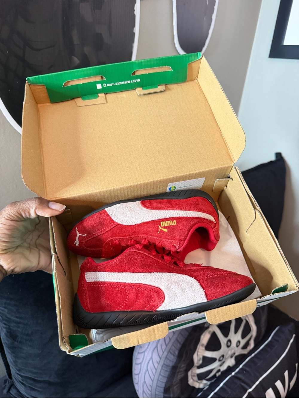 Puma Kids Red Suede Sneakers with White Formstrip - Picture 8 of 9